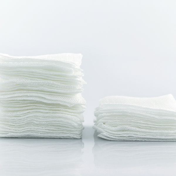 Gauze pads on table